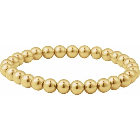 14K Yellow Gold-Filled 6 mm Elastic Bead Bracelet